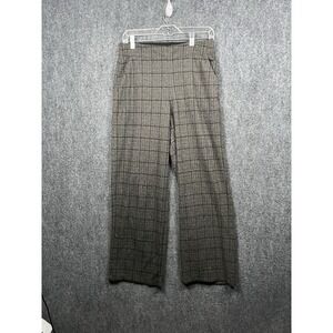 Max Studio London Wide Leg Cropped Pants Women's Small Gray/Black Herringbone